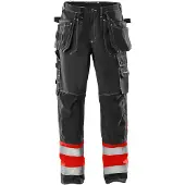 Fristads High vis rakentajan housut lk 1 247 FAS Huomiopunainen/Musta C148