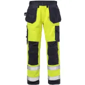 Fristads Palosuojatut High Vis rakentajan housut lk 2 2584 FLAM Huomiokeltainen/Laivastonsininen C156