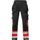 Fristads High vis rakentajan Stretch housut lk 1 2706 PLU, huomiopunainen/musta, C66