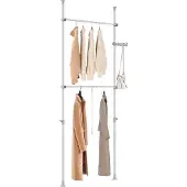 SoBuy Vaateripustin, teleskooppisesti säädettävä, 75–126x200–295 cm, harmaa, metalli