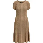 Ralph Lauren Cable & Rib-Knit Short-Sleeve Dress - Brown - L