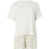 Hunkemoller Pj Ss Short Vis Daisy - Cream - XL