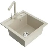 Mexen Vito yksi-allasinen graniittinen keittiöallas ja keittiöhana Duero, beige - 6503-69-671600-69