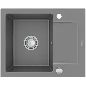 Mexen Enzo graniittinen 1-kammioinen tiskiallas valutustasolla 576 x 465 mm, harmaa, kromisifoni - 6506571005-71