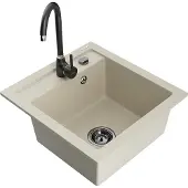 Mexen Vito yksi-allasinen graniitti keittiöallas ja keittiöhana Telma, beige - 6503-69-670200-70
