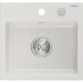 Mexen Milo graniittinen 1-allasinen pesuallas 435 x 410 mm, valkoinen, kromi sifoni - 6505441000-20