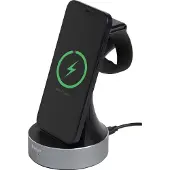 Verbatim 20W Qi 2-in-1 langaton latausteline, Apple iPhone & Watch, hopea/musta