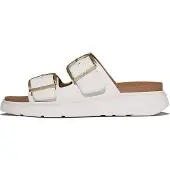 Original Brands for woman. B1J-194 Gen-FF Buckle Two-Bar Leather Slides ? Urban White (6.5), Flat, Casual