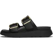 FitFlop for woman. B1J-001 Gen-FF Buckle Two-Bar Leather Slides, black (6), Flat, Casual
