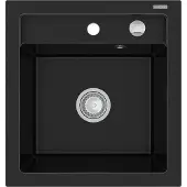 Mexen Vito Graniittinen 1-allas pesuallas 520 x 490 mm, musta, kromattu sifoni - 6503521000-77