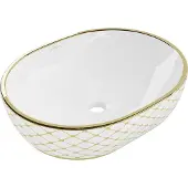 Mexen Viki tason päälle asetettava pesuallas 48 x 35 cm, valkoinen/kultainen ruutukuvio - 21054809