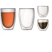 Bodum - Pavina Kahvilasi kaksiseinäinen 8 cl + 35 cl 4 kpl Kirkas
