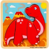 Bigjigs Wooden Shape Puzzle Diplodocus - 4 pcs.
