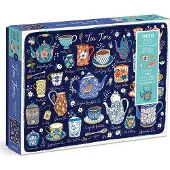 Galison Tea Time 1000 Piece Puzzle with Shaped Pieces