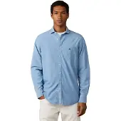 Hackett London for man. HM3010769 Blue chambray shirt (L), Casual, Cotton, Classic, Long sleeve