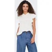 ONLY Onlkatti S/S Dobby Top Wvn Noos - White - M