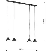 Valotorni Elit riippuvalaisin 90cm 4xGX53 mustaa. kultaa