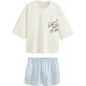 Next Pyjamashortsit kerma / pastellinsininen / suklaa / musta