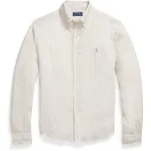 Ralph Lauren Custom Fit Striped Linen Shirt - Beige - S