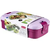 Curver Bento, jossa on aterimet - - Lila - 23,5x13,5x6,3 cm - Nykyajan muotoilu - Astianpesukoneen kestävä