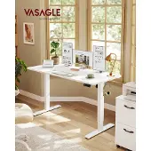 Songmics Seisomapöytä 140x60x72-120 cm valkoinen teräs