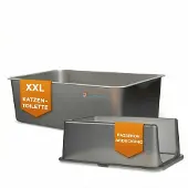 Lucky kitty XXL kissanhiekkalaatikko ruostumattomasta teräksestä, kupu, mattapinta/tumma kupu