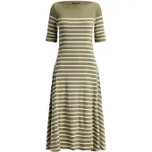 Ralph Lauren Breton-Stripe Cotton Ribbed Midi Dress - Green - S