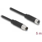 DeLOCK 80141, 5 m, M8, M8, Uros/naaras, Musta, Termoplastinen polyuretaani (TPU)