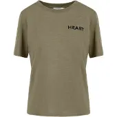 Coster Copenhagen Tee With Heart Embroidery - Khaki green - XS