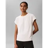 Calvin Klein Ss Crepe Jersey Hardware Top - Cream - S