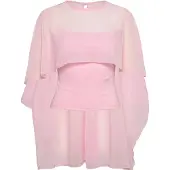 Gina Tricot Chiffon Cape Top - Pink - XS