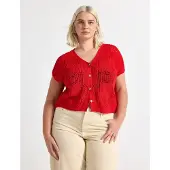 Lindex Sleeveless Cardigan - Red - M