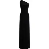 Ralph Lauren Stretch Jersey One-Shoulder Gown - Black - 34