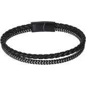 Lykken Strong nahkarannekoru musta teräs 21cm