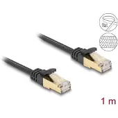 DeLOCK – RJ45 Flat Network Cable with braided jacket Cat.6A U/FTP plug to plug 1 m black (80325)