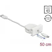 DeLOCK – Easy 45 Module USB 2.0 Retractable Cable USB Type-A to EASY-USB Type Micro-B, white (81319)