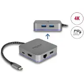 DeLOCK – USB-C docking station mobile 4K HDMI, hub, LAN, PD 3.0 with LED (87742)
