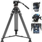 Neewer LL55 Carbon Fiber Video Tripod with Oil Hea
