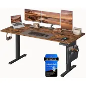 Songmics Sähköpöytä Korkeussäädettävä 160x70x72-120 cm Ruskea Teräs