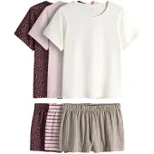 The Set Pyjamashortsit taupe / syklaami / roosa / valkoinen