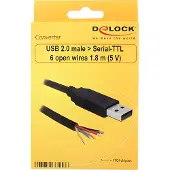 DeLOCK – USB 2.0 to Serial TTL Converter with 6 open wires 1.8 m (5 V) (83116)