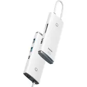 Baseus HUB Lite Series 6-in-1 Multifunctional (Type-C to 2x USB 3.0 / Type-C / HDMI 1.4 / SD/TF) White (WKQX050102)