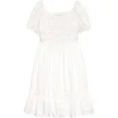 Tommy Hilfiger Seersucker Puff Sleeves Dress Ss - White - 152