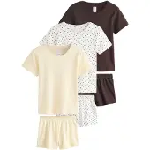 Next Pyjamashortsit ecru / tummanruskea / pastellinkeltainen