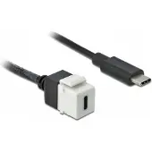 DeLOCK Keystone USB-C -jatkokaapeli, 15 W, 0,25 m, valkoinen