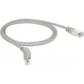 DeLOCK – Network cable RJ45 Cat.6 S/FTP downwards angled/straight 1m, grey (85865)