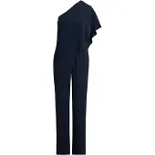 Ralph Lauren Cape Georgette One-Shoulder Jumpsuit - Navy - 40