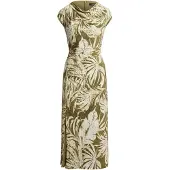 Ralph Lauren Palm-Frond-Print Jersey Cowlneck Dress - Green - 42