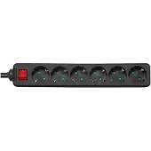 Deltaco – Earthed power strip with power switch, 6x CEE 7/3, 1x CEE 7/7, child protected, 5m, black (GT-0662)