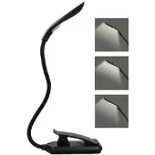 INF Lukulamppu, LED-kirjalamppu 3 valotilalla, ladattava Black